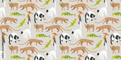 Pattern - Animaux emblématiques de Madagascar (Afrique)
