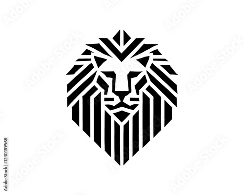 Lion Logo Design Vector Template. Lion Head Logo Icon Vector illustration. Black and white Lion head vector illustration.	