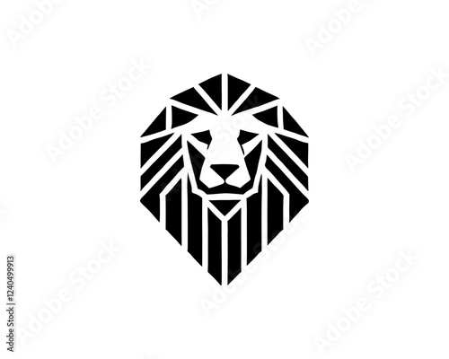 Lion Logo Design Vector Template. Lion Head Logo Icon Vector illustration. Black and white Lion head vector illustration.	