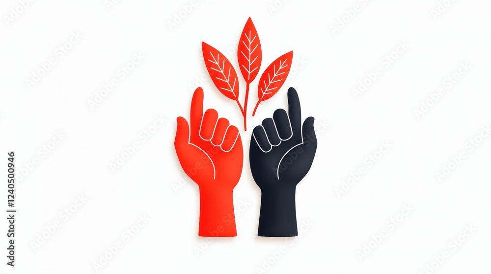 Creative Hands with Leaves Symbolizing Growth and Sustainability Creative Hands with Leaves Symbolizing Growth and Sustainability