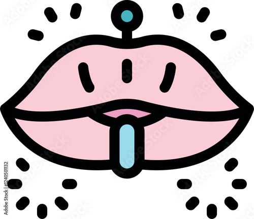 Pink lips with piercing showing a modern fashion statement, expressing individuality and style through body modification