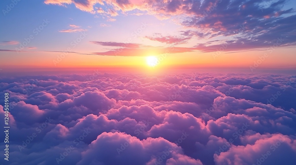 Serene Sunrise Over Colorful Clouds in a Vibrant Sky Serene Sunrise Over Colorful Clouds in a Vibrant Sky