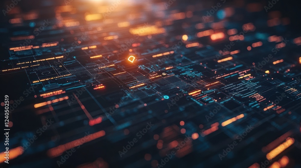 Digital data stream, glowing, futuristic server room, background blur, tech presentation Digital data stream, glowing, futuristic server room, background blur, tech presentation