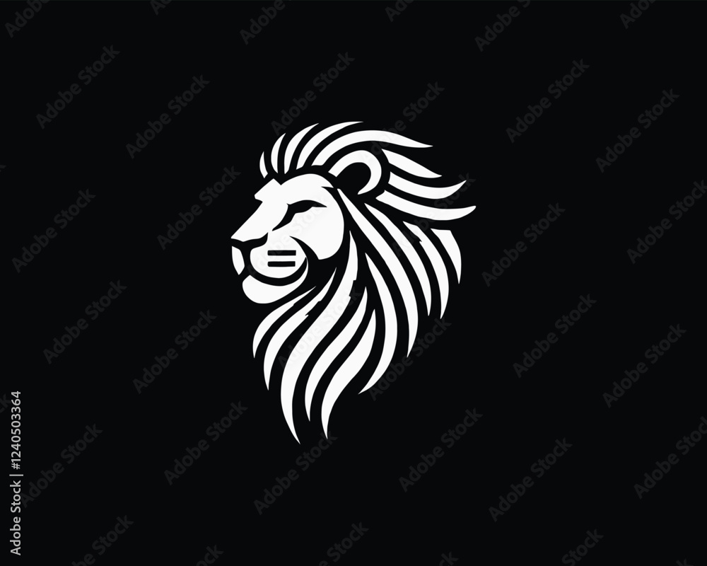 Lion Logo Design Vector Template. Lion Head Logo Icon Vector illustration. Black and white Lion head vector illustration. Lion Logo Design Vector Template. Lion Head Logo Icon Vector illustration. Black and white Lion head vector illustration.