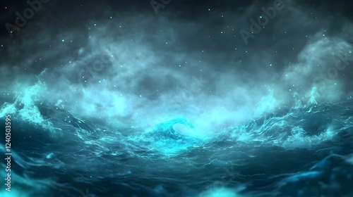 Mystical Ocean Wave Digital Art Background