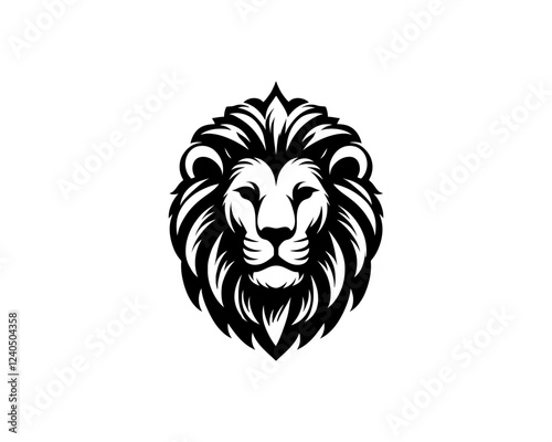 Lion Logo Design Vector Template. Lion Head Logo Icon Vector illustration. Black and white Lion head vector illustration.	