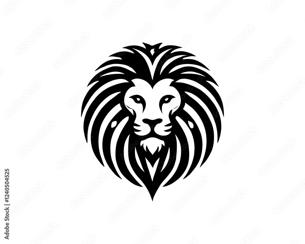 Obraz premium Lion Logo Design Vector Template. Lion Head Logo Icon Vector illustration. Black and white Lion head vector illustration. 