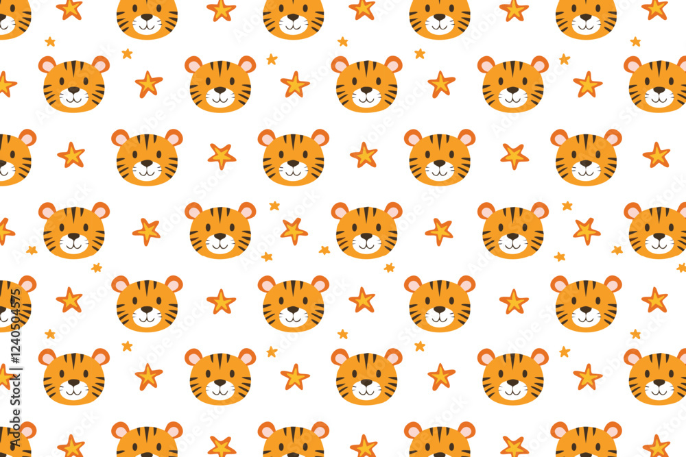 Cute tiger seamless pattern background illustration Cute tiger seamless pattern background illustration
