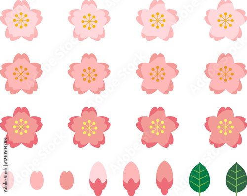 カラフルな桜の花のセットその2