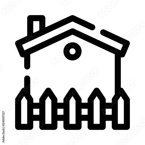 House with Fence line icon