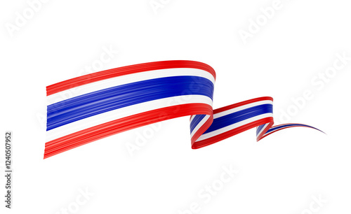 Photography 3d Flag Of Thailand 3d Wavy Shiny Thailand Ribbon Flag On White Background 3d Il