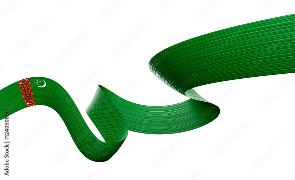 3d Flag Of Turkmenistan 3d Shiny Waving Ribbon Flag Isolated On White Background 3d Illustration 3d Flag Of Turkmenistan 3d Shiny Waving Ribbon Flag Isolated On White Background 3d Illustration