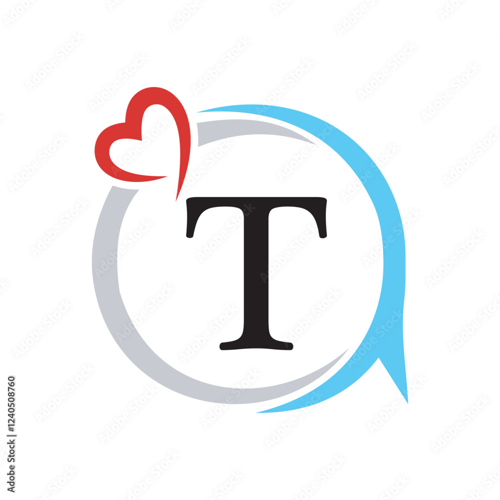 Initial Love Logo combine with letter T vector template Initial Love Logo combine with letter T vector template