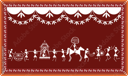 Indian Tribal Art  Warli Painting Wedding Barat