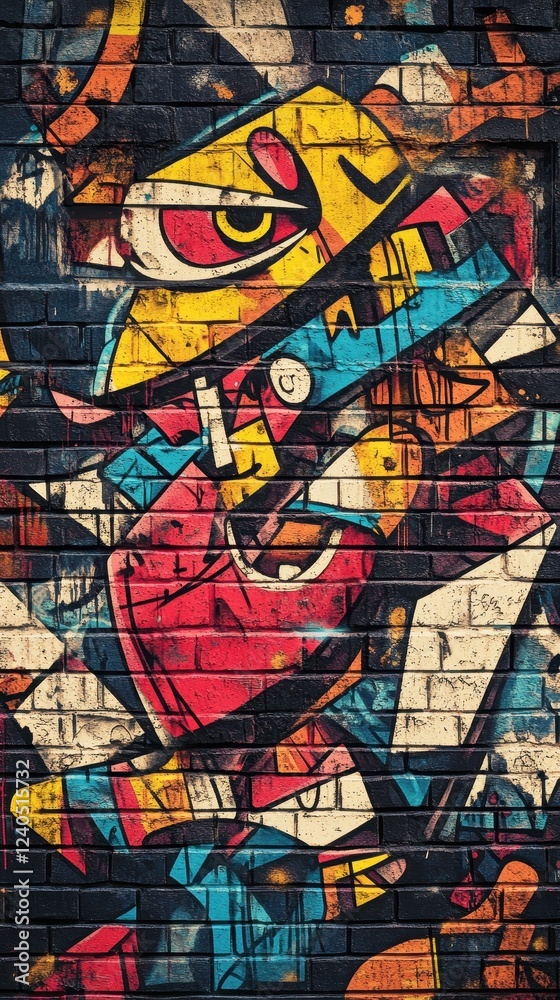 Abstract Graffiti Art On Brick Wall Abstract Graffiti Art On Brick Wall