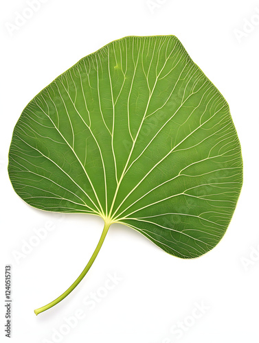 green aspen leaf, no shadow, white solid backgroundn high details photo