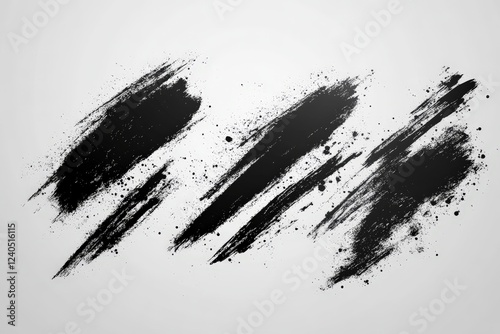 Abstract black brush strokes on a light background for artistic design and creative projects