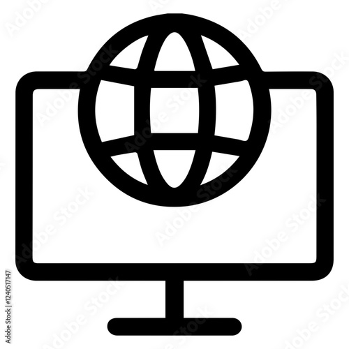 internet line art icon for apps and websites, internet with computer icon