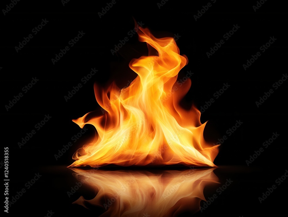 Fototapeta premium Flames reflecting on black background