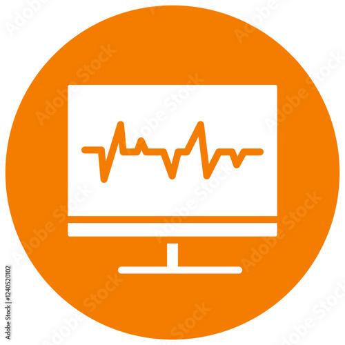  Heart Monitor Glyph Orange Circle Icon
