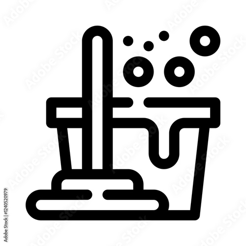 Mop and Bucket line icon