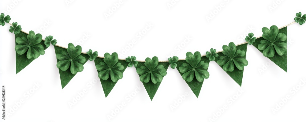 Festive green clover garland with triangular banners for st. patrick's day celebration Festive green clover garland with triangular banners for st. patrick's day celebration