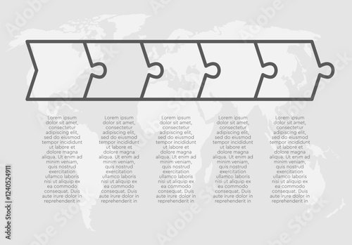 Five steps line infographic, puzzle option diagram