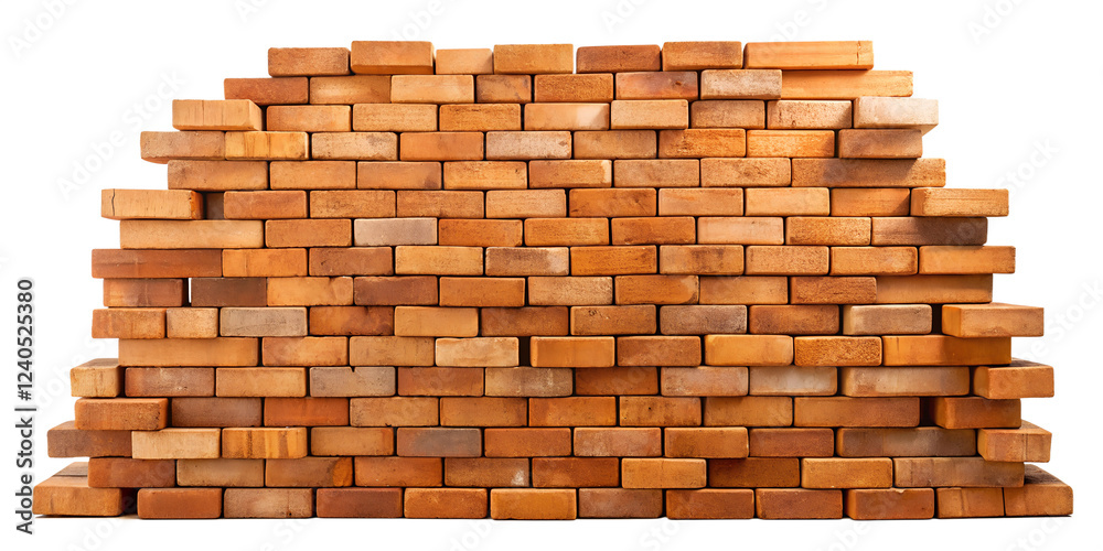 Fototapeta premium Stacked Red Bricks on White Background