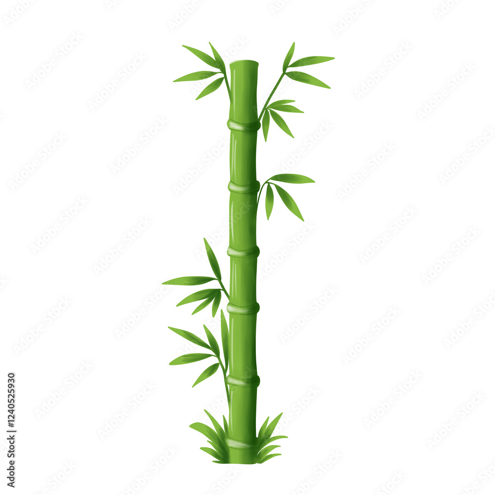 Fototapeta premium illustration of green bamboo isolated on png transparant background 