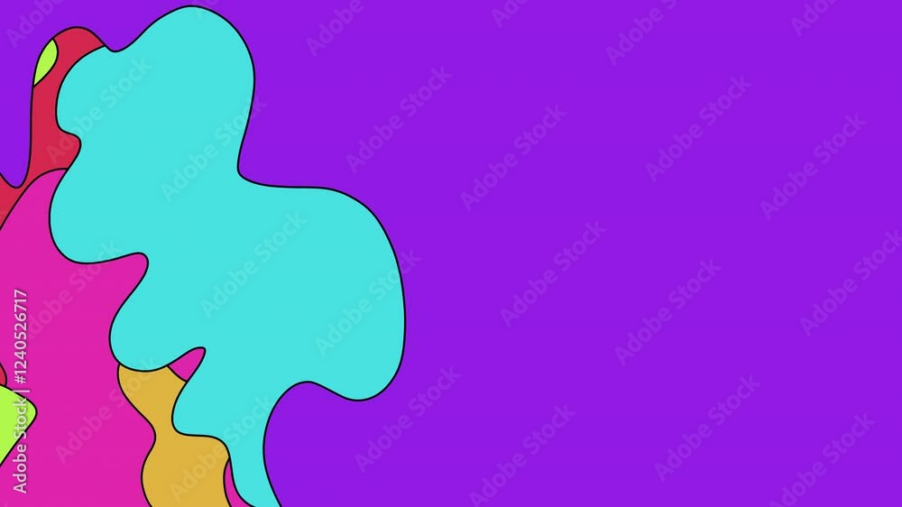 2d background animation of colourful stains transformation and transition. Video clip with alpha channel. 2d background animation of colourful stains transformation and transition. Video clip with alpha channel.