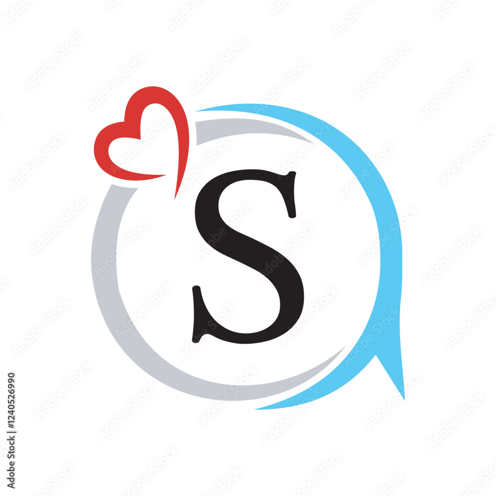 Initial Love Logo combine with letter S vector template Initial Love Logo combine with letter S vector template