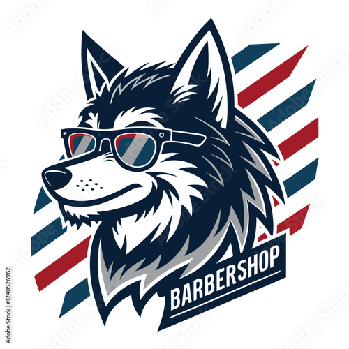 Wolf barbershop logo design