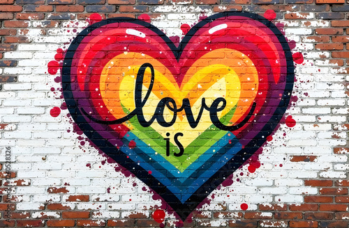Love is Rainbow Heart Graffiti. Heart shape graffiti with 