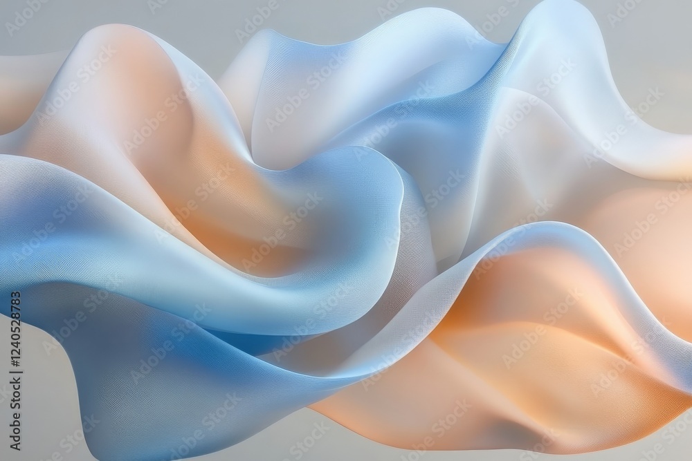 Obraz premium Soft flowing fabric in shades of blue and orange drapes elegantly over a smooth surface