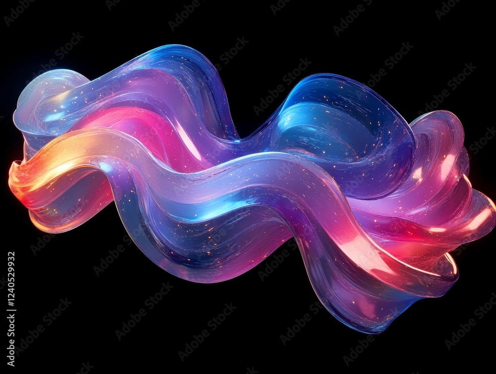 Fototapeta premium Abstract colorful lines, fluid design, 3d render, Generative AI