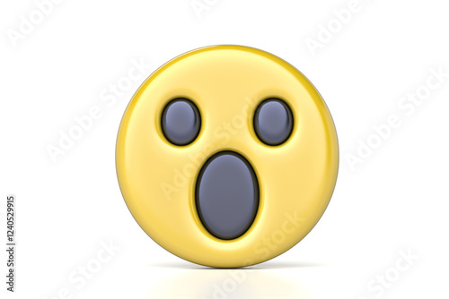Obraz na płótnie Surprised emoticon, 3D rendering of classic surprised emoticon, with wide eyes and open mouth, conveying shock, astonishment, or unexpected news w salonie