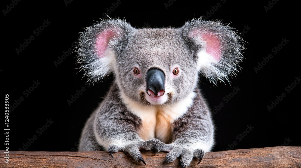 Fototapeta premium Koala portrait, wildlife, Australia, dark background, conservation