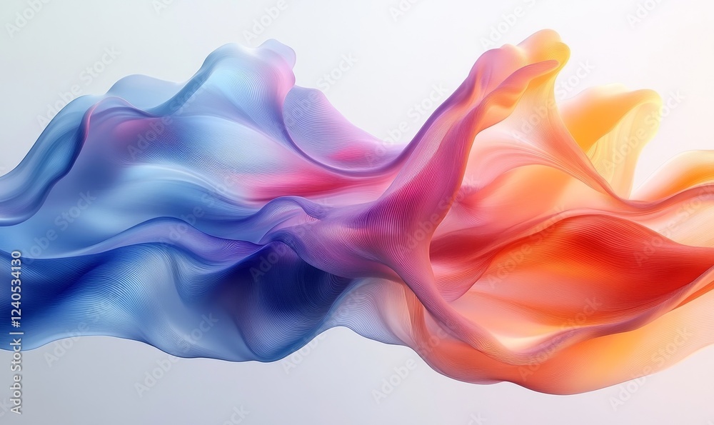 Obraz premium Abstract colorful waves, fluid design, 3d render, Generative AI