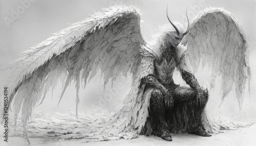 Fallen angel, beautiful daemon, Azazel. AI generative