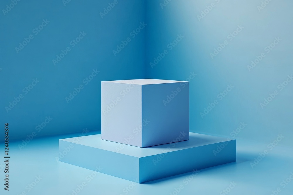 Abstract blue cubes, geometric design, 3d render, Generative AI Abstract blue cubes, geometric design, 3d render, Generative AI