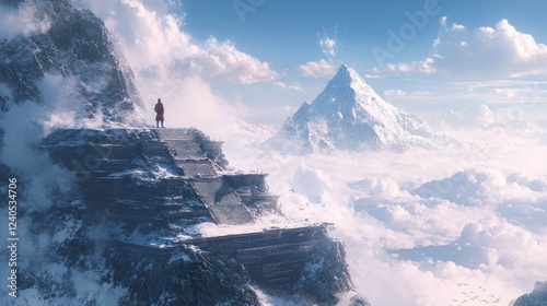 alpinist in thetop of a mountain