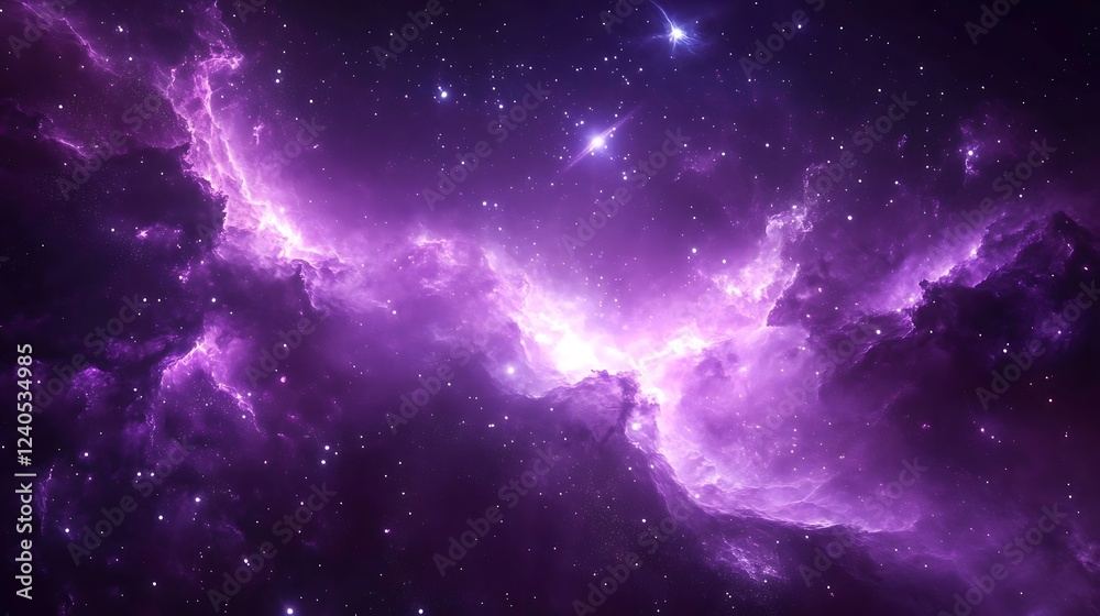 Cosmic Nebula with Glowing Gas and Distant Stars Cosmic Nebula with Glowing Gas and Distant Stars