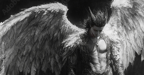 Fallen angel, beautiful daemon, Azazel. AI generative