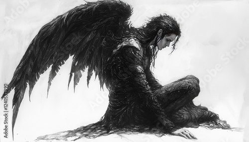 Fallen angel, beautiful daemon, Azazel. AI generative