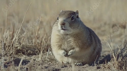 Prairie Dog Posing, Grassland Habitat, Sunny Day photo