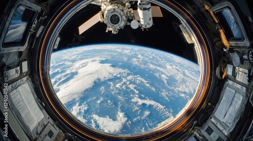 Fototapeta Naklejka Na Ścianę i Meble -  Earth's stunning view from international space station window
