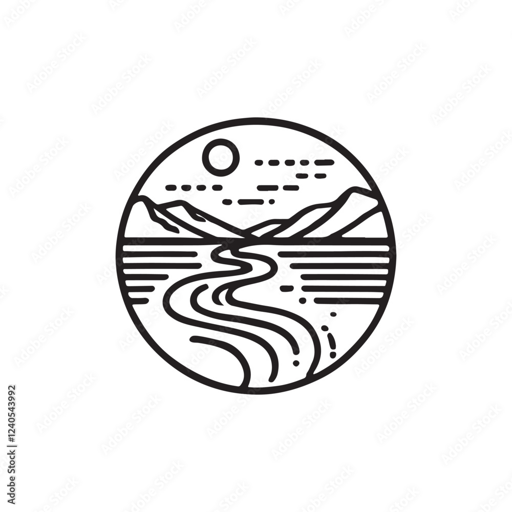 Fototapeta premium river silhouette vector logo illustration