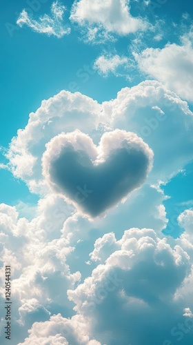 Craft a dreamy scene with a cloud heart in the sky photo