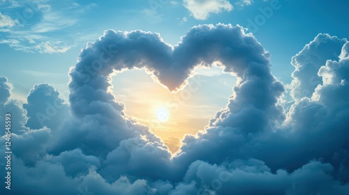 Create a fantasy world with a heart made of clouds photo