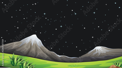 Mountain river in canyon at night. Vector cartoon landscape of nature park, water stream in gorge with stone cliffs and rocks. Grand canyon national park in Arizona